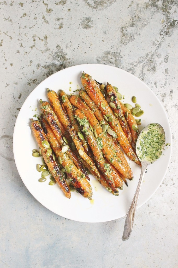 Roasted Spring Carrots with Lemony Dill Pesto With Food + Love