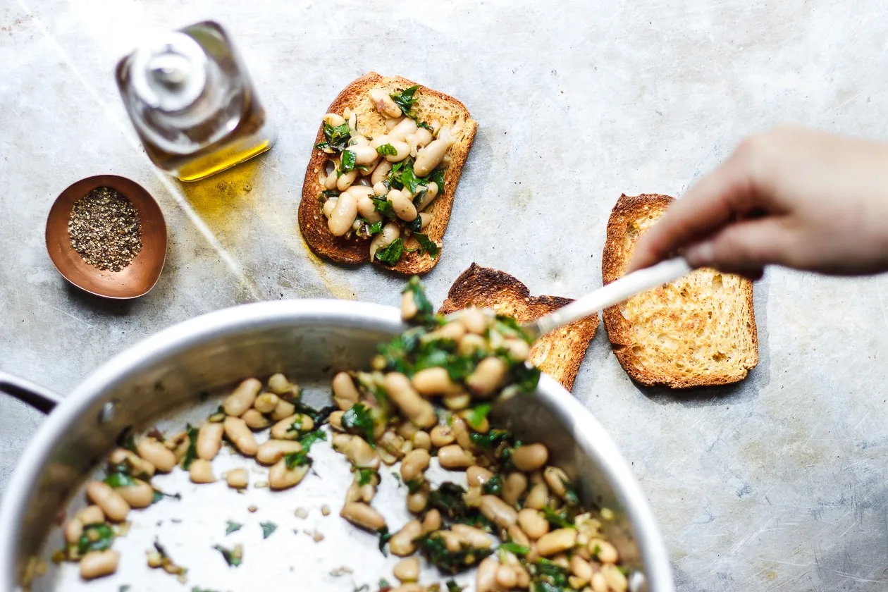 Simple Sautéed Ramps + White Beans on Toast | Simple sautéed ramps are spring's best. Ramp's pungent, garlicky, oniony, flavor pair best with simple food to showcase their beauty.