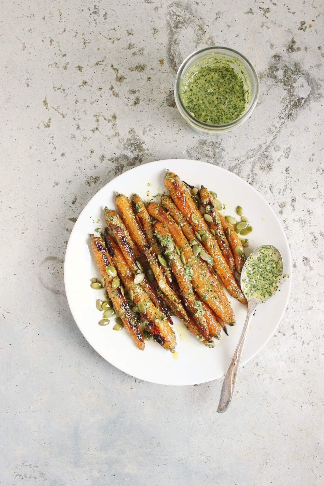 Roasted Spring Carrots with Lemony Dill Pesto