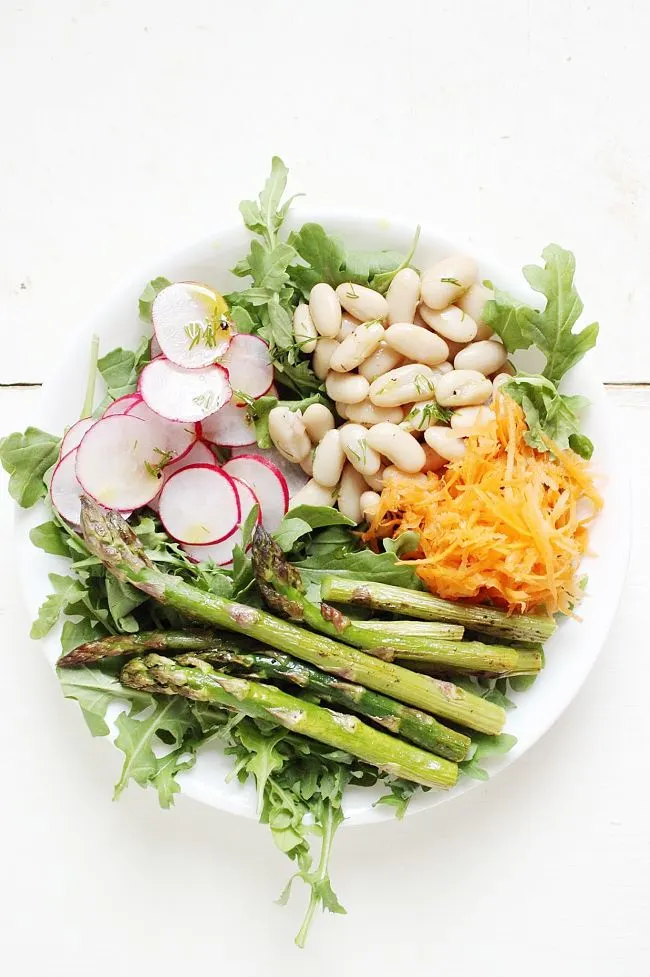 Spring Harvest Bowl with a Dill Shallot Vinaigrette | @withfoodandlove