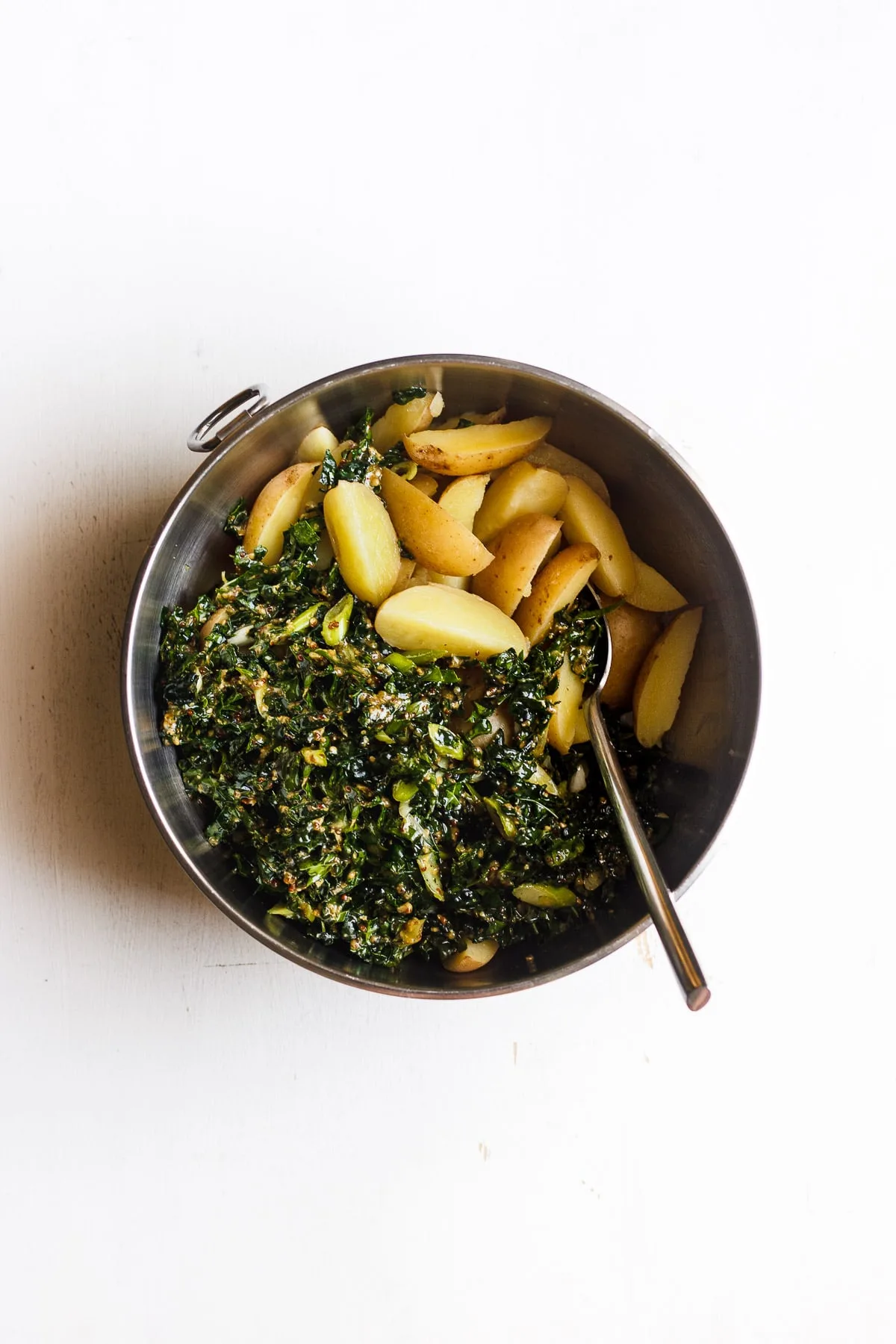 potato salad ingredients in a bowl