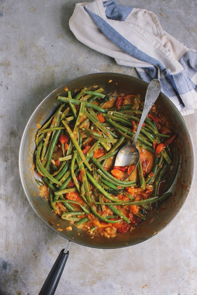 Green Bean "Pasta" with Heirloom Cherry Tomato Marinara