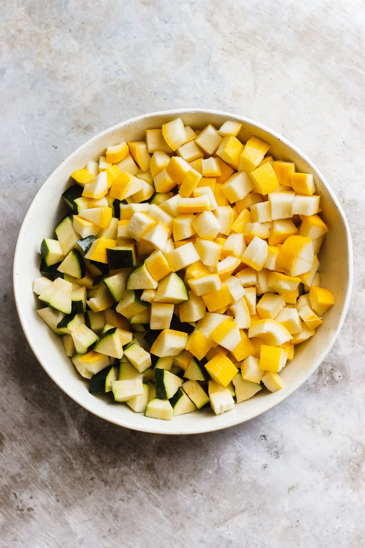zucchini and summer squash in a bowl