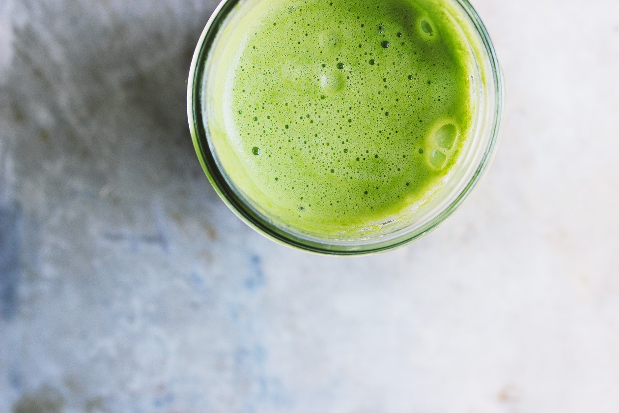 green juice in a jar