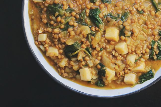 Green Lentil Soup with Potatoes | @withfoodandlove