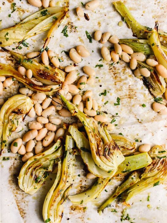 a tray of roasted fennel