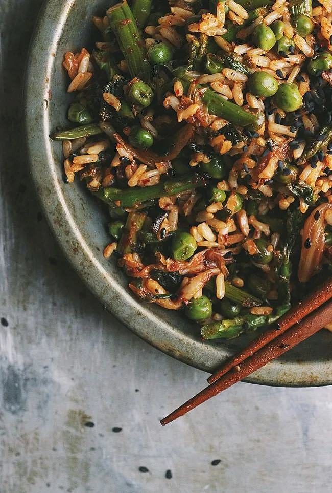 Spring Veggie Fried Rice with Ramps + Kimchi | @withfoodandlove