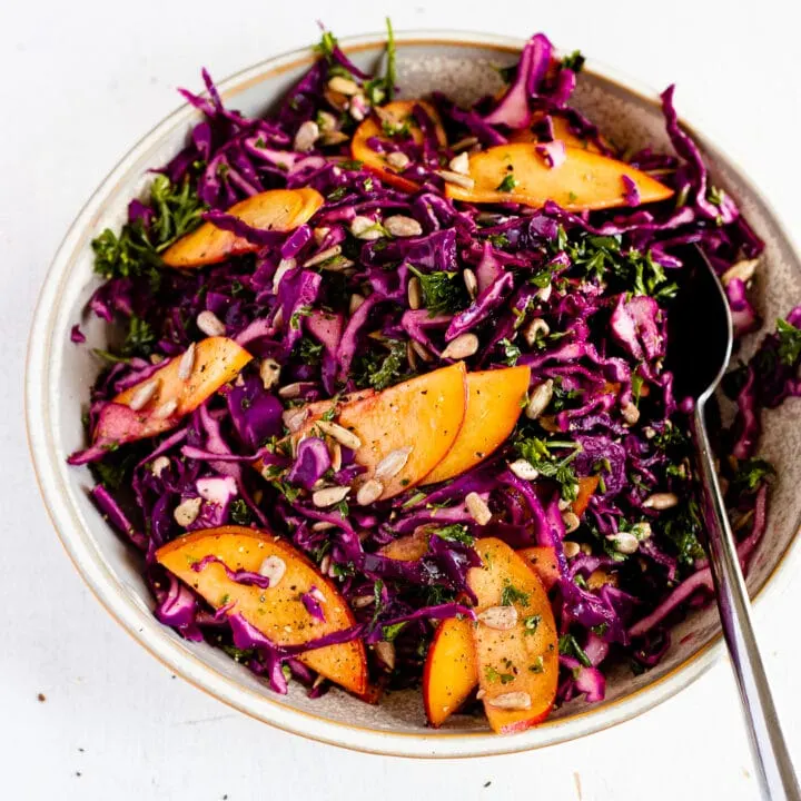 summer slaw in a bowl with sunflower seeds