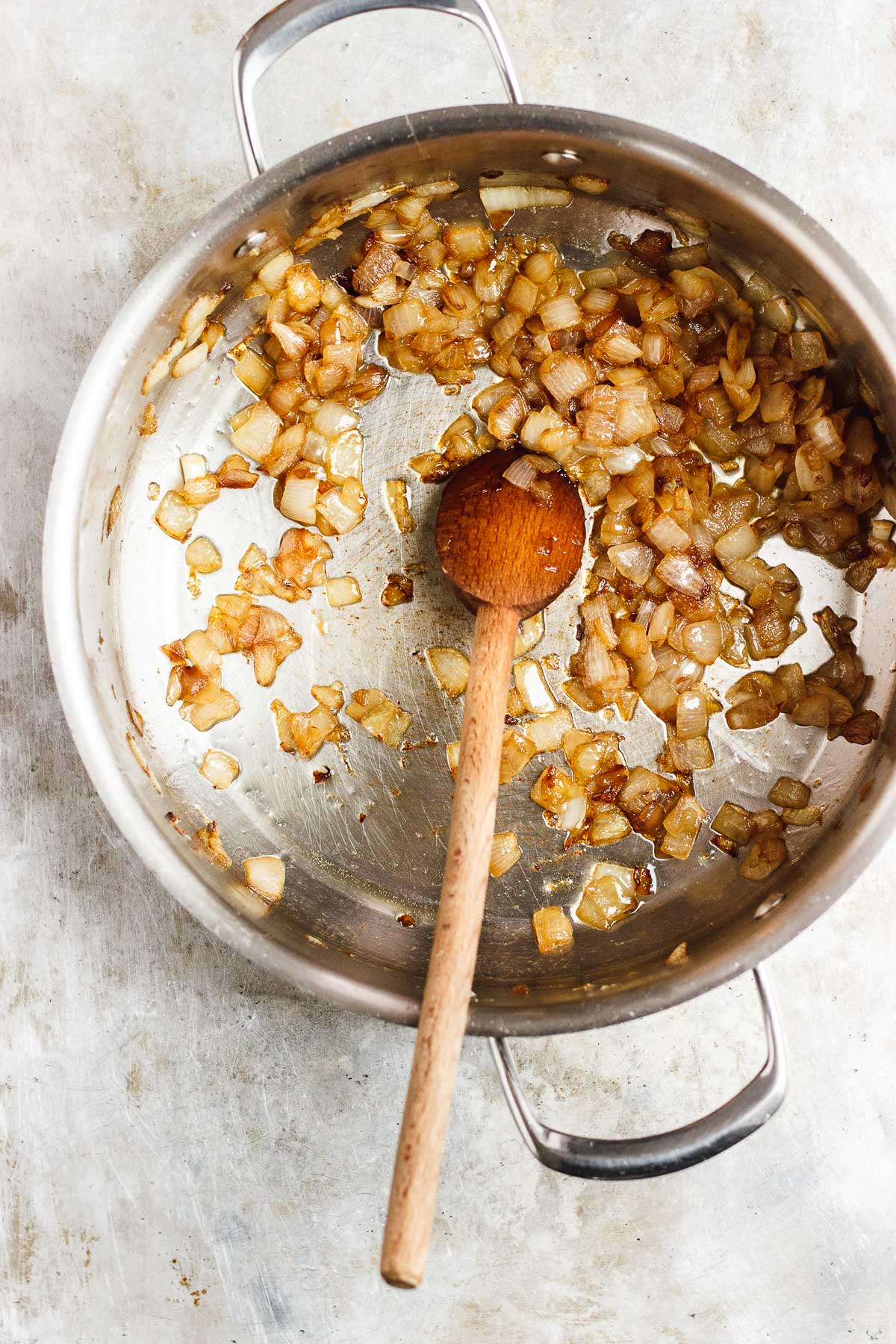 caramelized onions in a pan