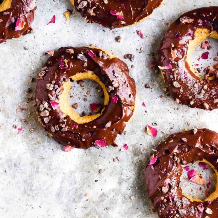 Vanilla Baked Donuts with Easy Chocolate Ganache