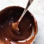 chocolate ganache in a bowl with a spoon