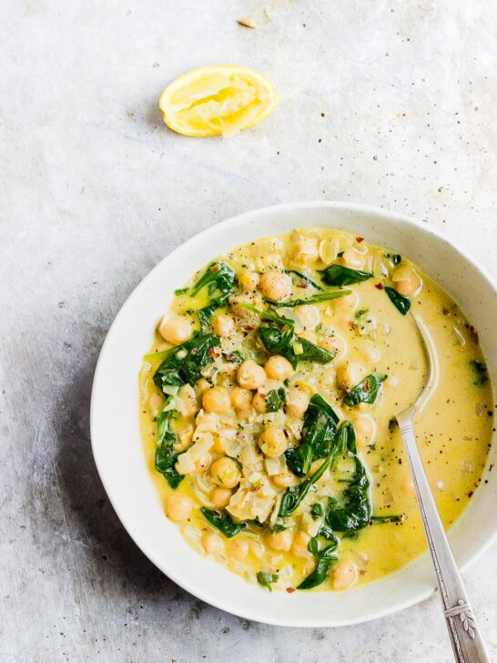 chickpea coconut curry with spinach