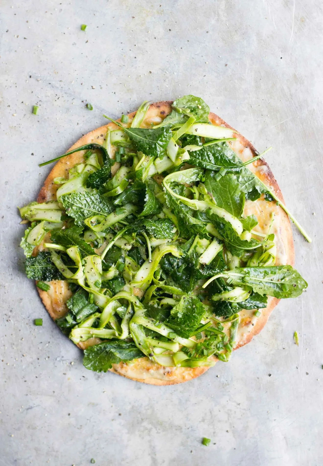Chickpea Pizza with Shaved Asparagus Salad | @withfoodandlove