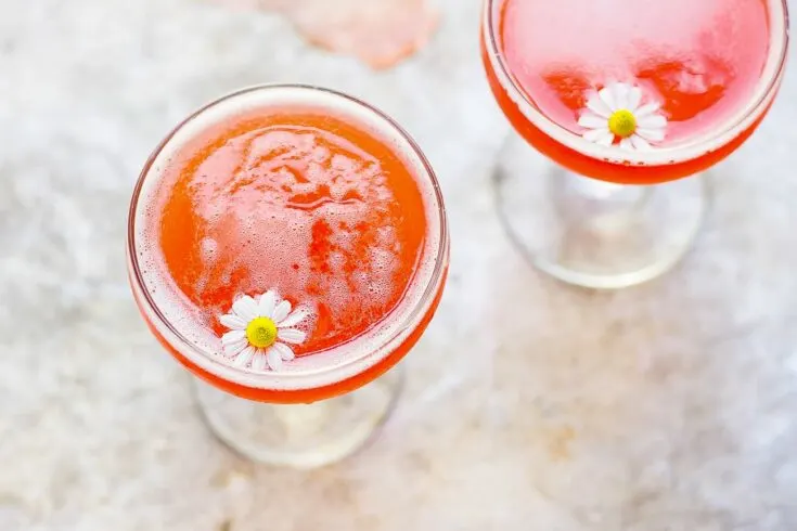 Strawberry Shrub Cocktail with Chamomile Honey Syrup
