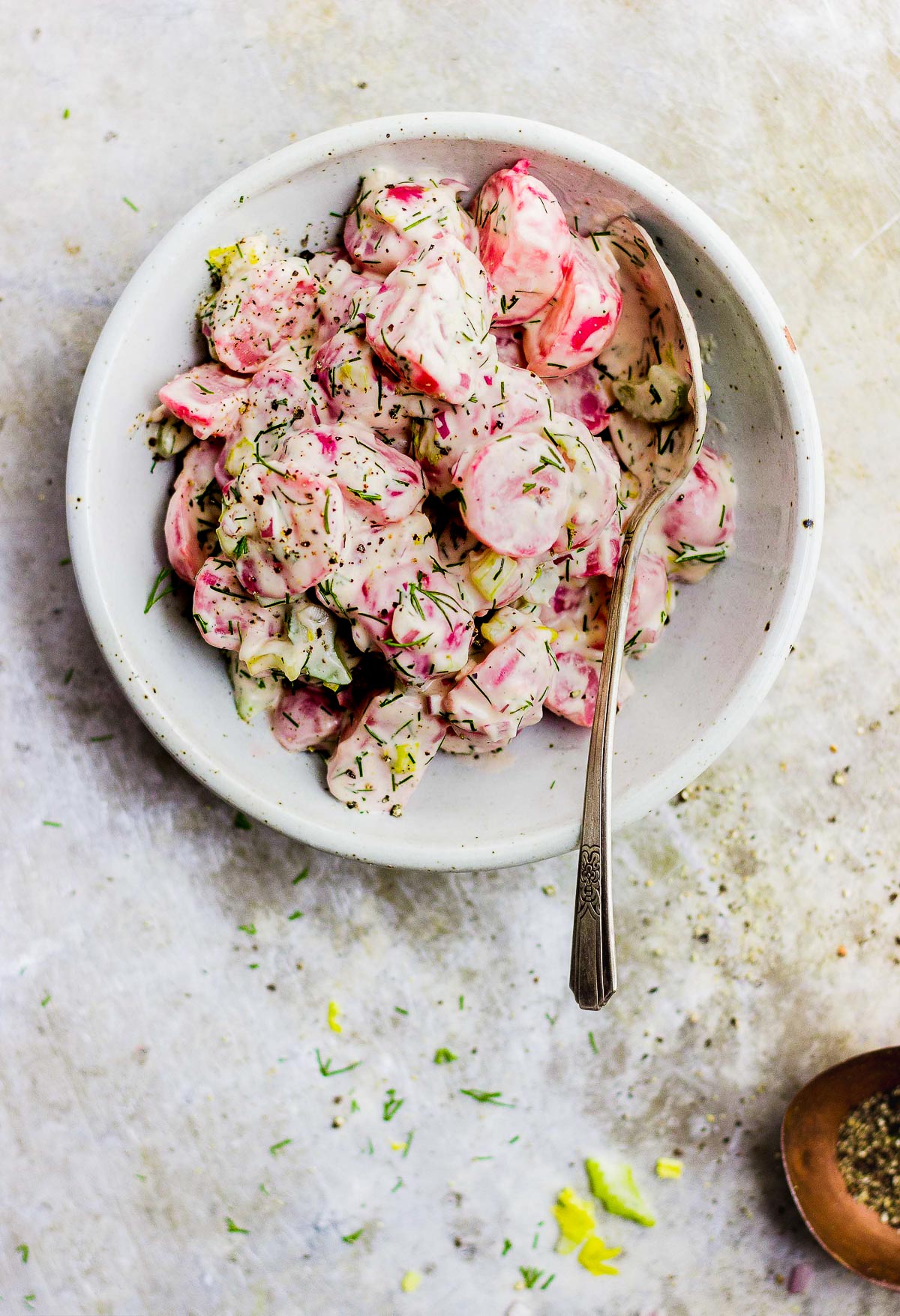 Radish Potato Salad with Creamy Dill Dressing (low-carb, keto, vegan)