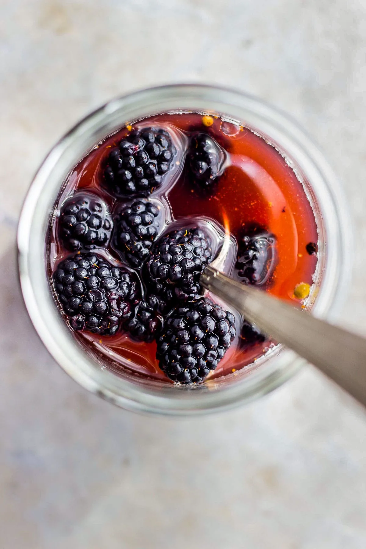 pickled blackberries in a jar