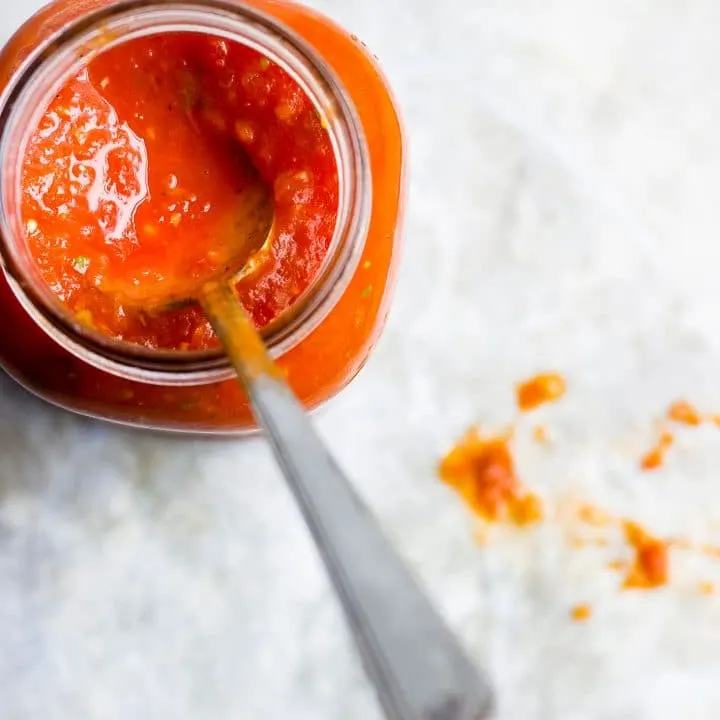 fresh tomato sauce in a jar