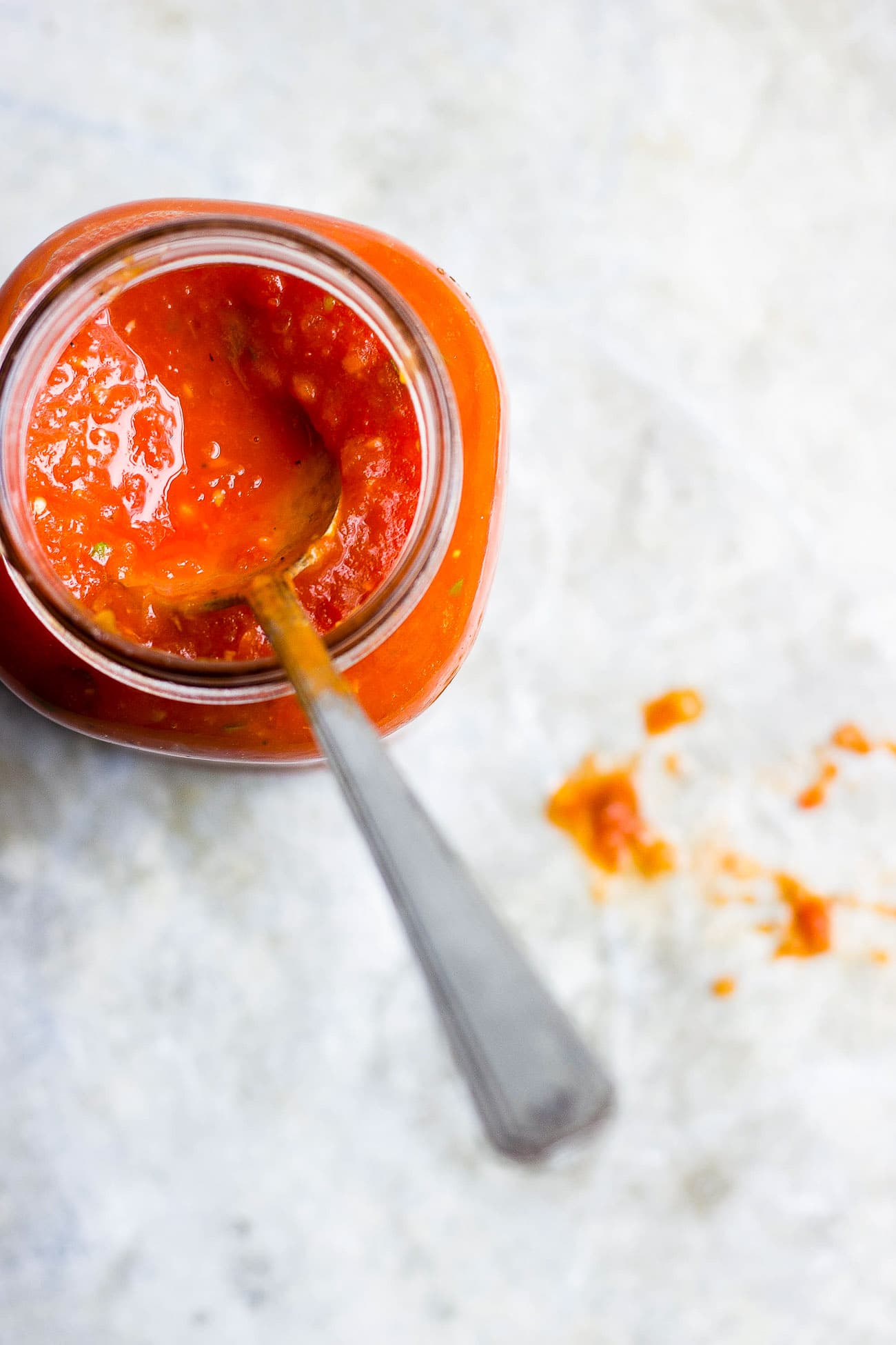 fresh tomato sauce in a jar