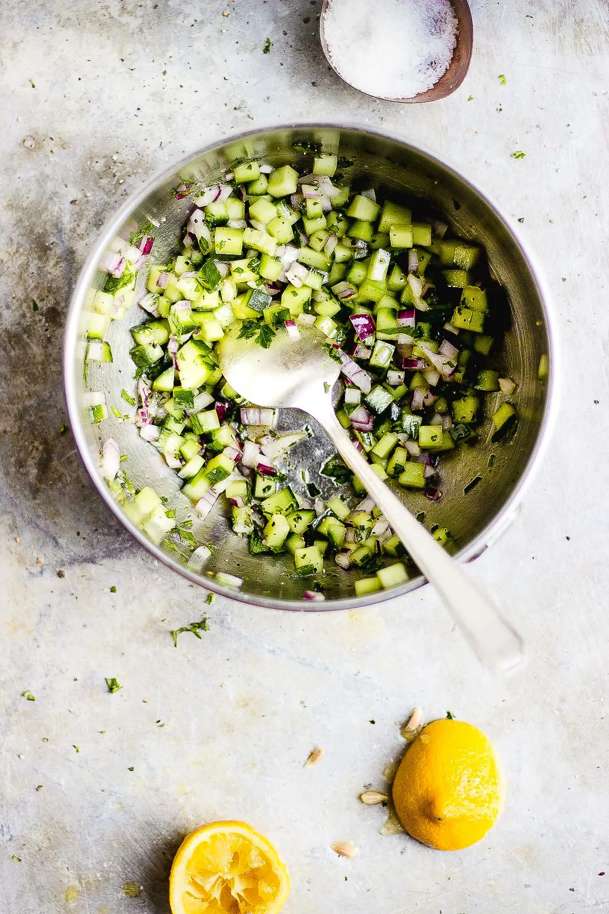 cucumber salad in bowl