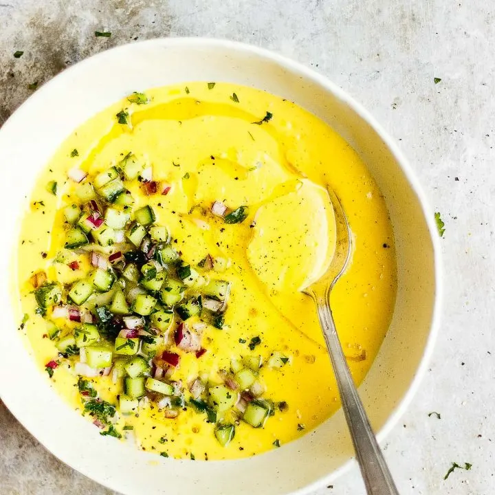 chilled soup in bowl