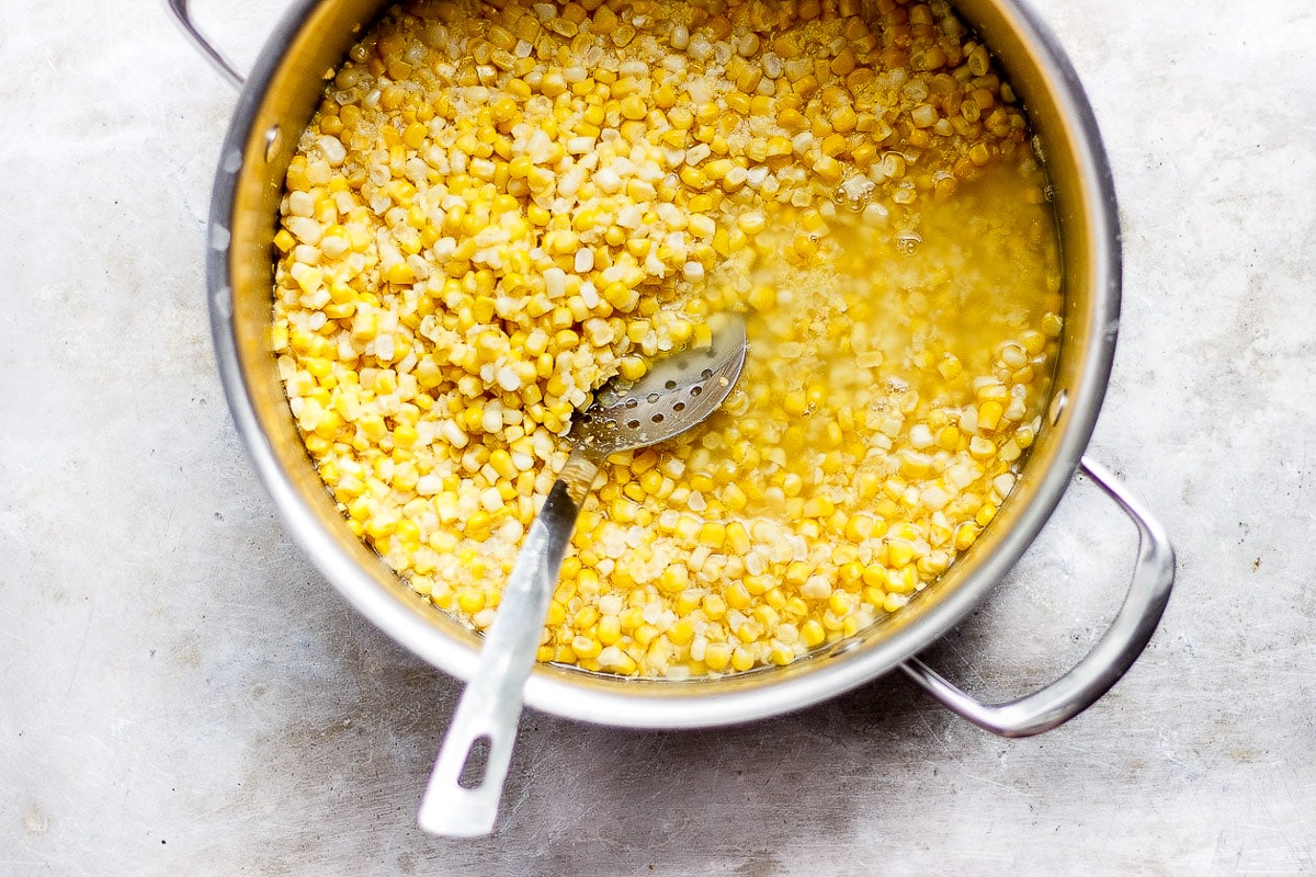 fresh corn in a pot