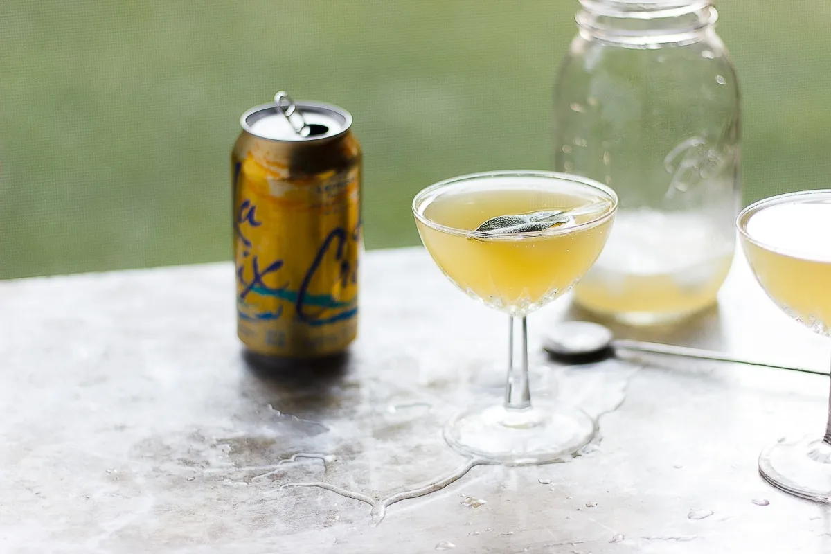 pineapple sage cocktail with lacroix