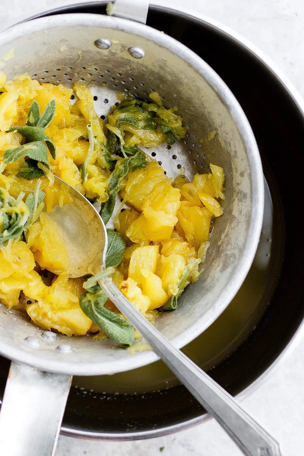 pineapple sage in strainer