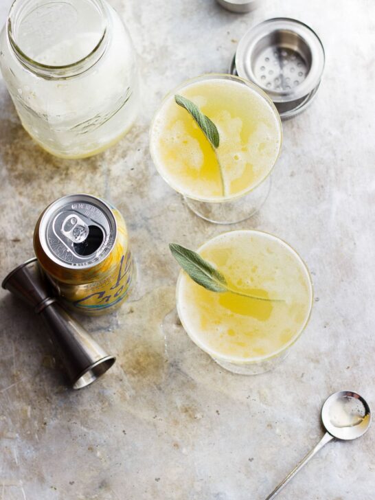 sparkling pineapple shrub cocktail