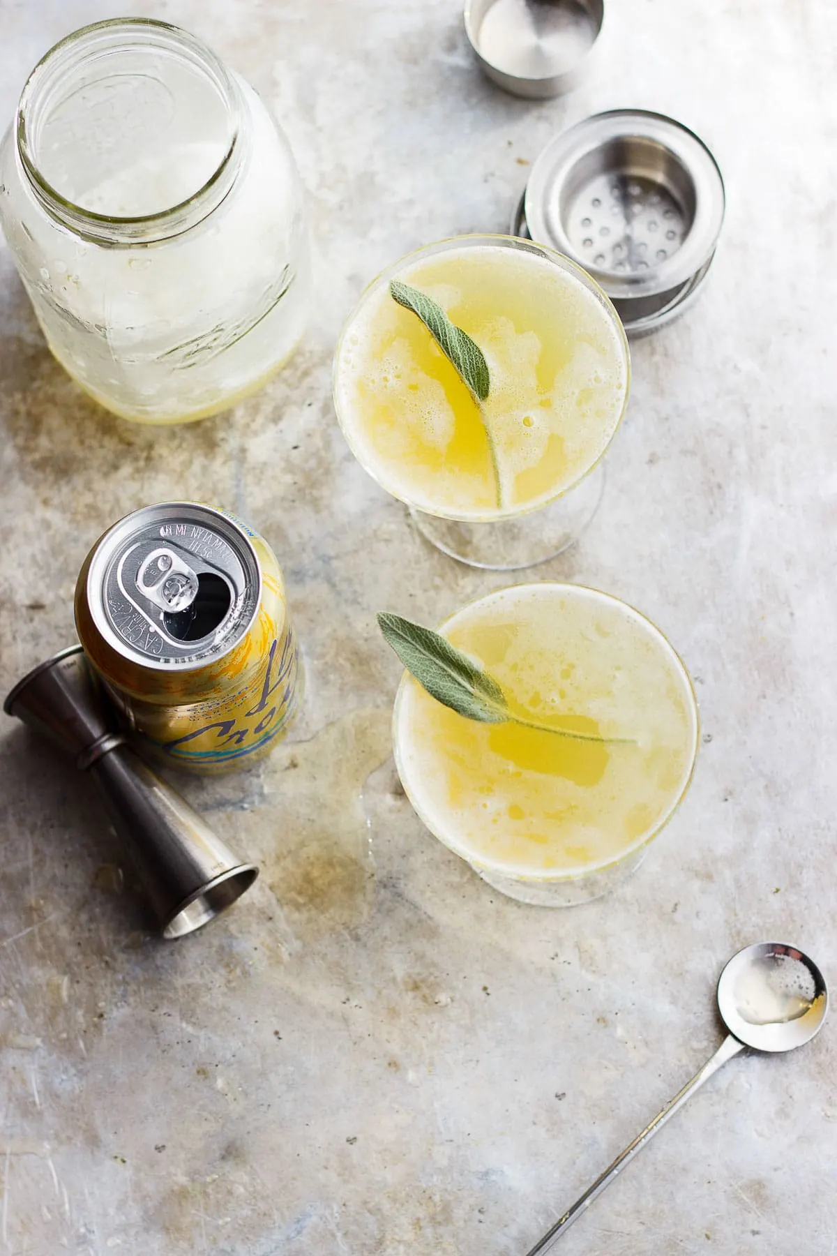 sparkling pineapple shrub cocktail