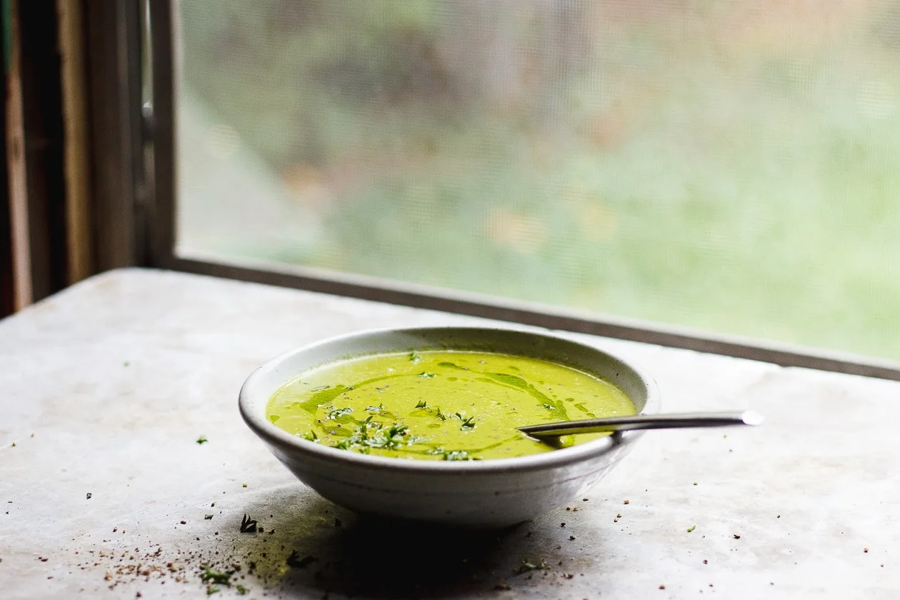 bowl of green soup