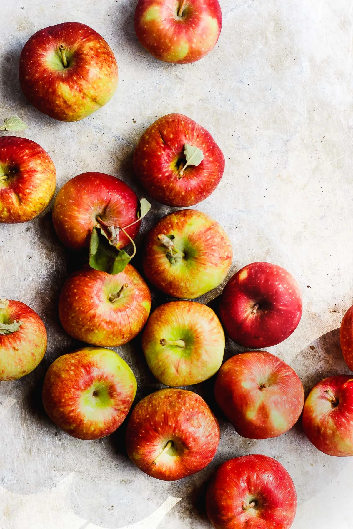 apples with stems and leaves