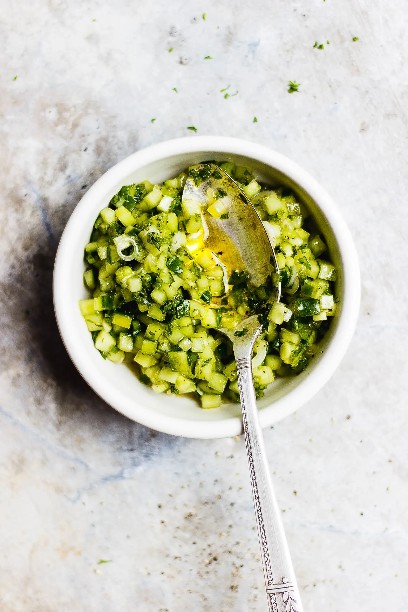 diced herbed cucumbers