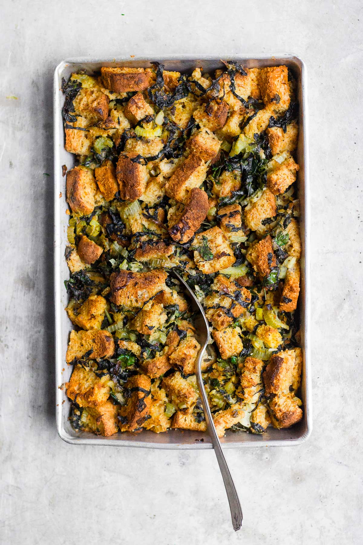 sage stuffing in a pan