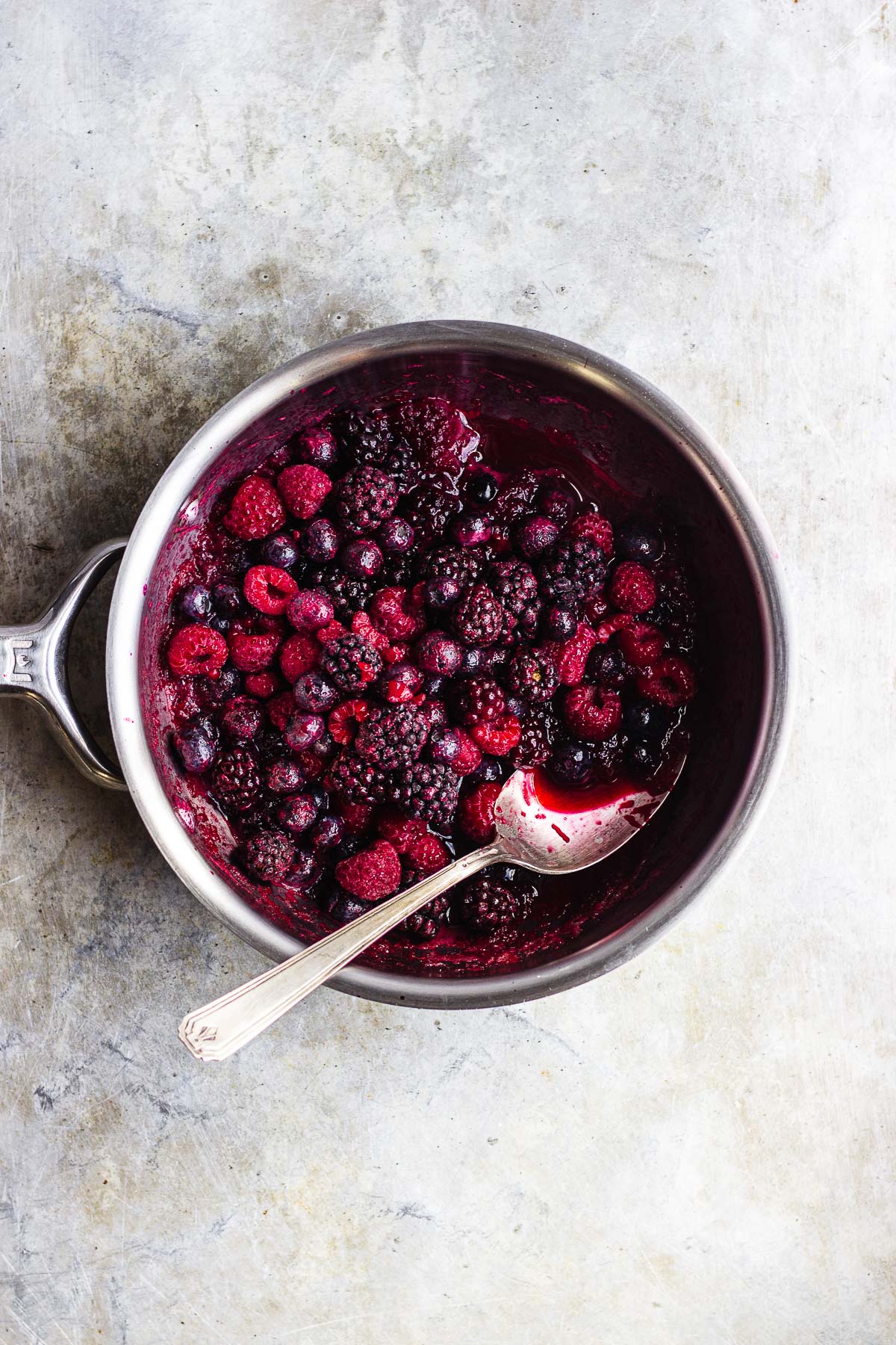 frozen berries in a pan