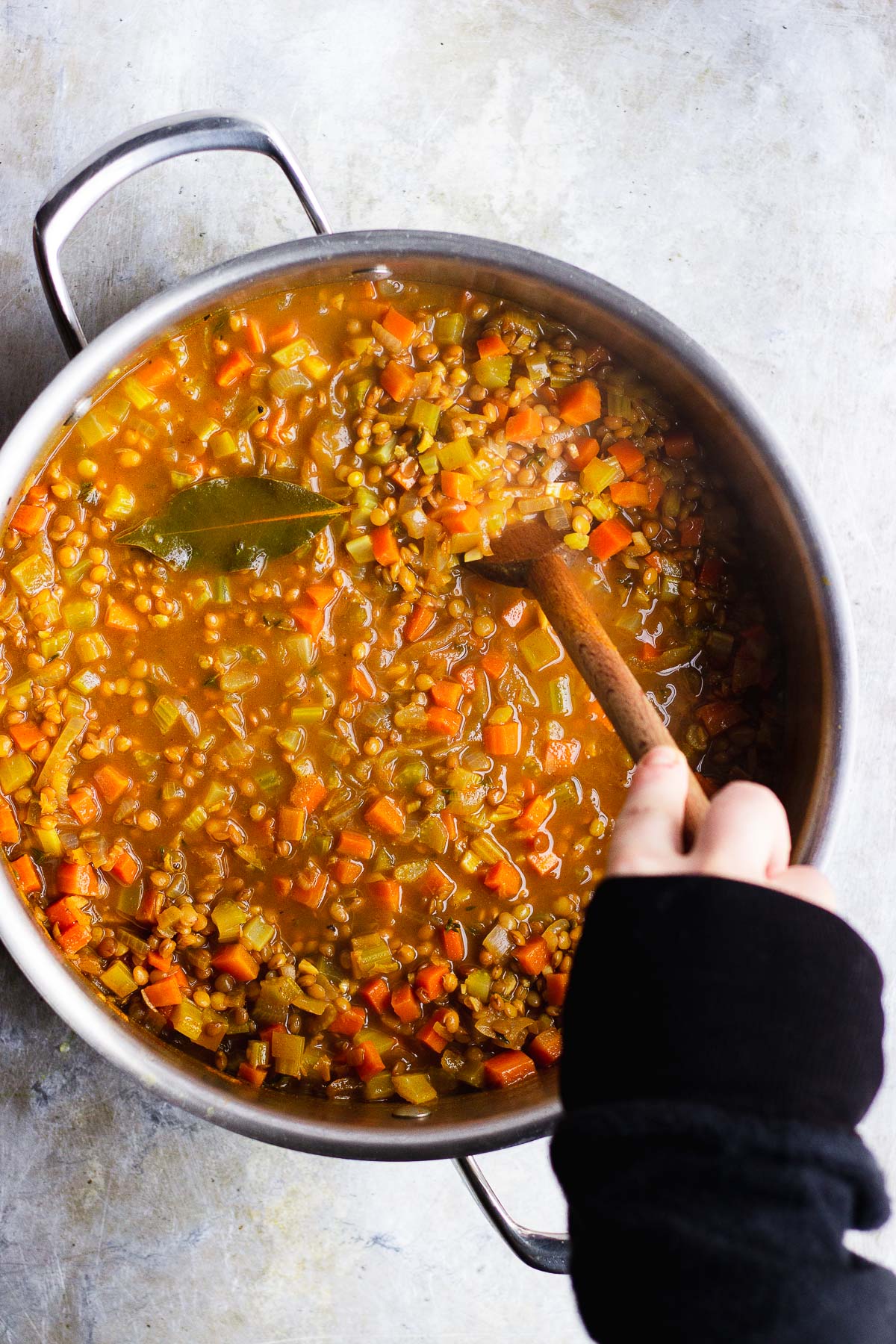 pot of vegan lentil soup