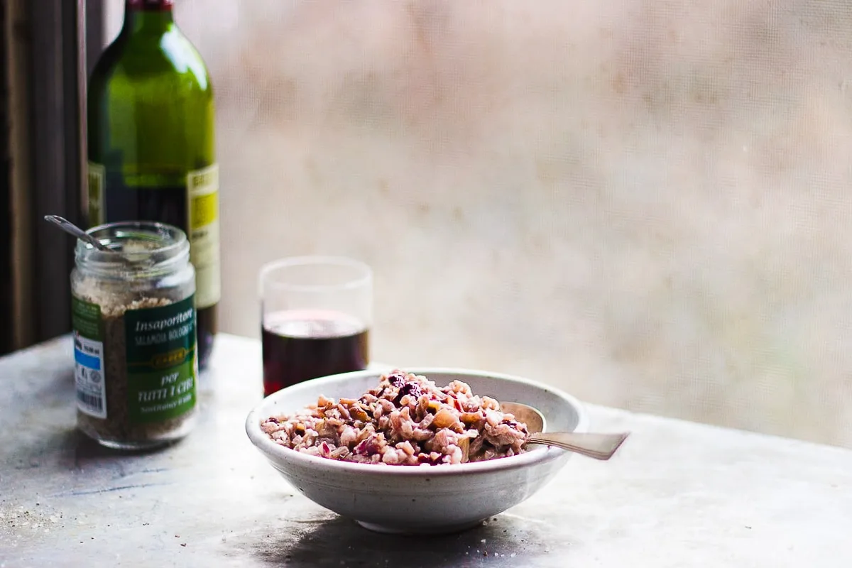 radicchio risotto in bowl