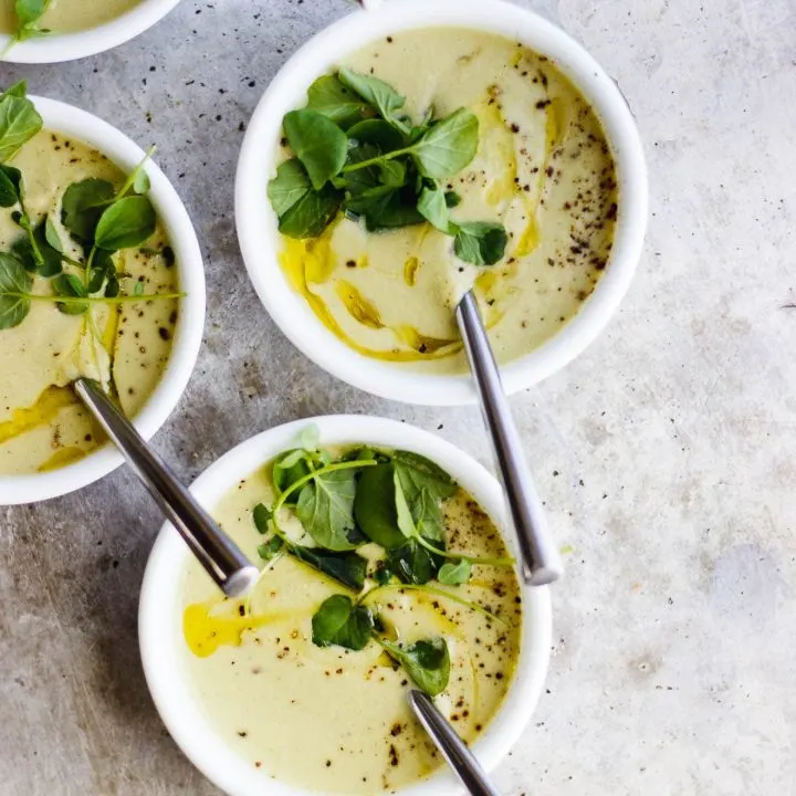 vegan cream of celery soup with olive oil