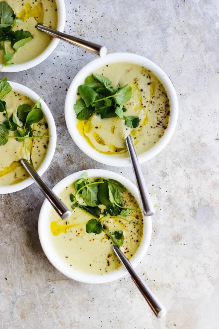 vegan cream of celery soup with olive oil