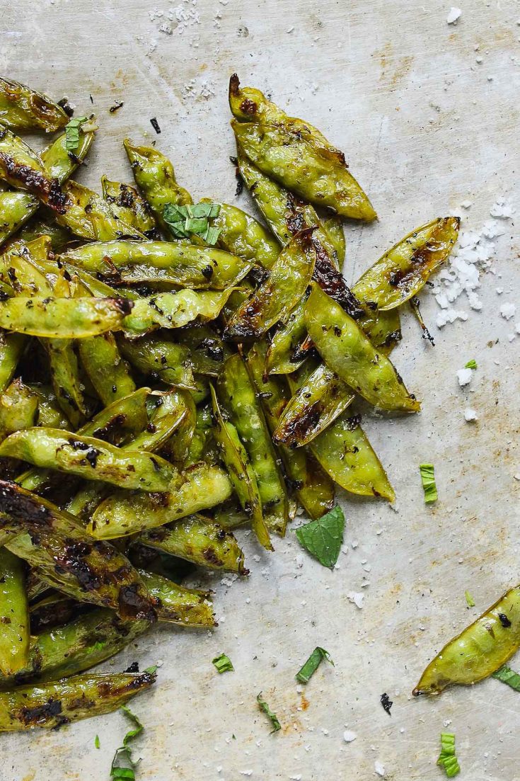 Roasted Sugar Snap Peas with Mint (vegan, gluten-free)