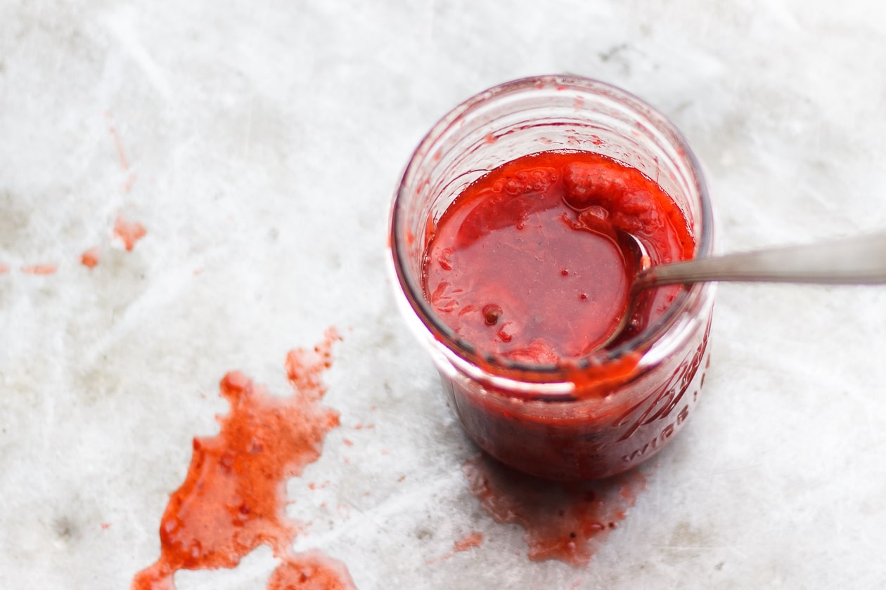 strawberry sauce in a jar