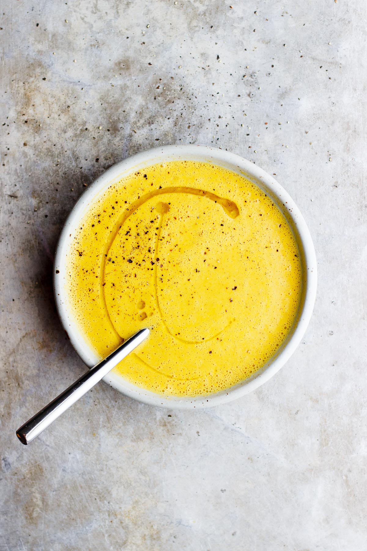 vegan corn soup in a bowl
