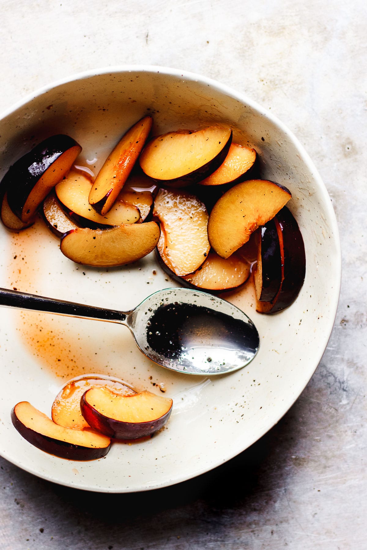 SALT AND PEPPER PLUMS WITH HONEY