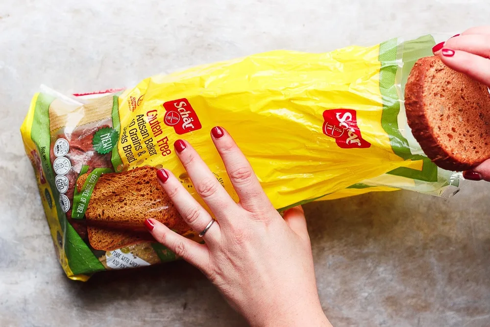 pulling bread from bag