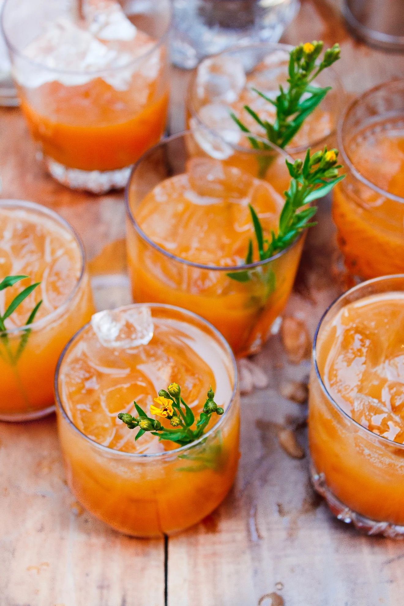 carrot shrub cocktail with fresh tarragon