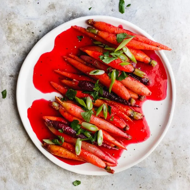 cranberry glazed carrots on a plate