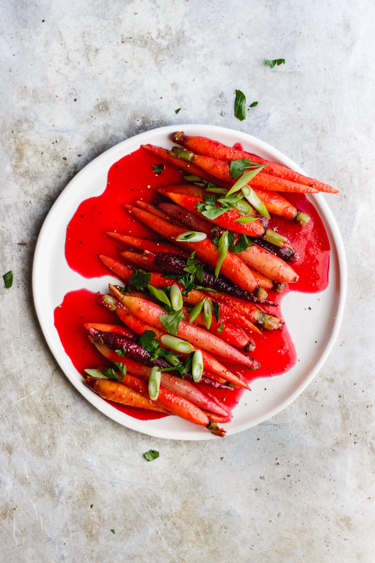 CRANBERRY GLAZED CARROTS WITH PINK PEPPERCORNS
