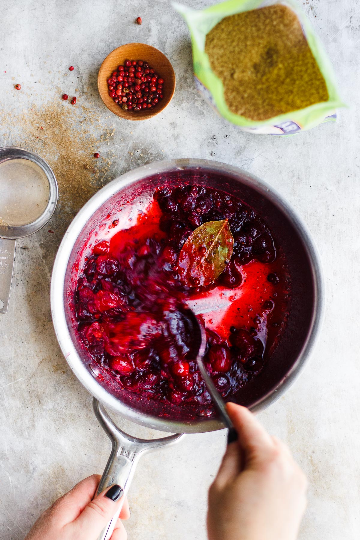 cranberry glaze sauce in a pan