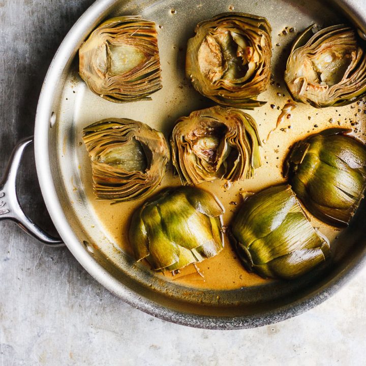 Easy Braised Artichokes With Lemon Macadamia Nut Oil