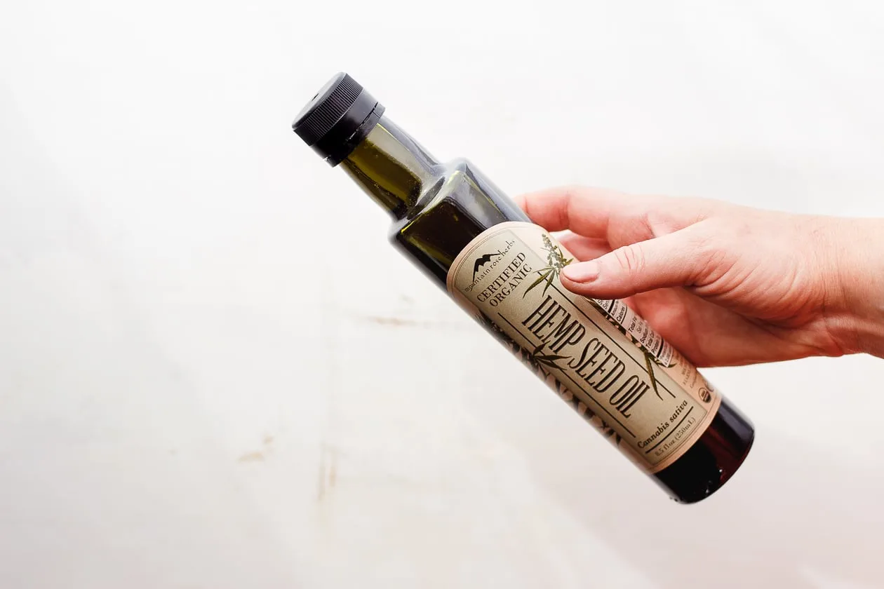 bottle of mountain rose hemp seed oil 