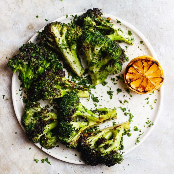 Grilled Broccoli with Charred Lemon Parsley Sauce